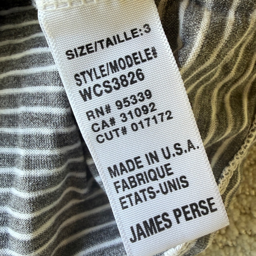 James Perse Button Down Shirt Womens 3 Gray Striped Cotton 3/4 Sleeve WCS3826 - Picture 12 of 15